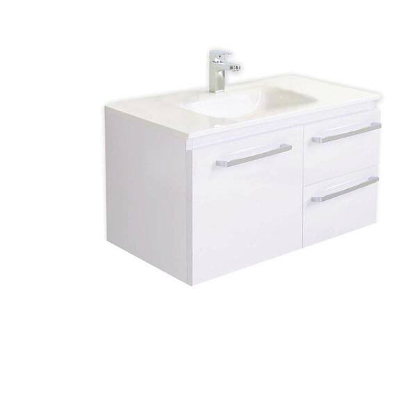 Architectural Designer Products Diana Collection Twin 900 35-1/2 in. Vanity in White with Poly-Marble Vanity Top in White-DISCONTINUED