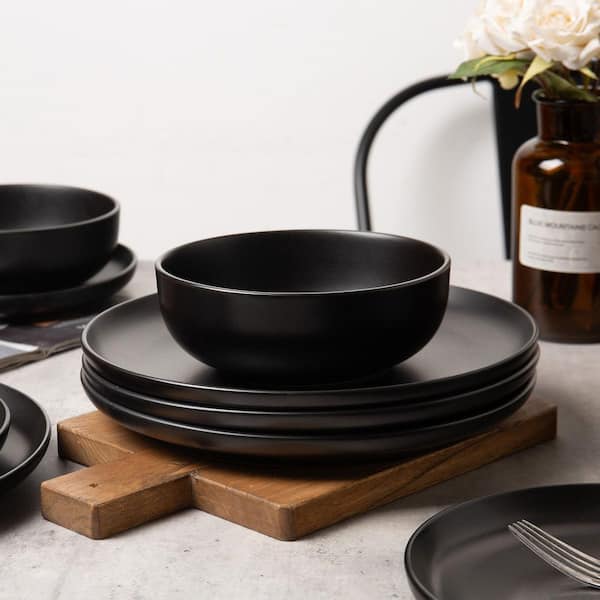 Tahanbath 12 Piece Ceramic Stackable Dinnerware Set-Non Toxic