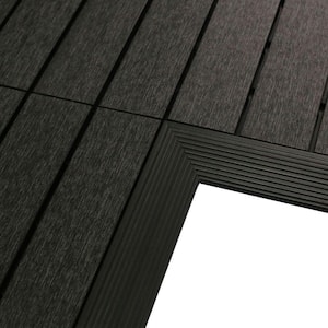1/6 ft. x 1 ft. Quick Deck Composite Deck Tile Inside Corner Fascia in Hawaiian Charcoal (2-Pieces/Box)