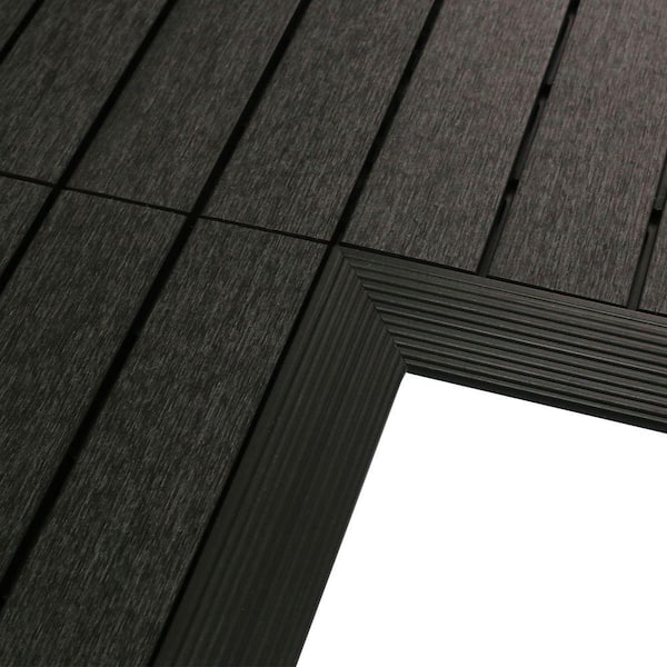 NewTechWood 1/6 ft. x 1 ft. Quick Deck Composite Deck Tile Inside Corner Fascia in Hawaiian Charcoal (2-Pieces/Box)