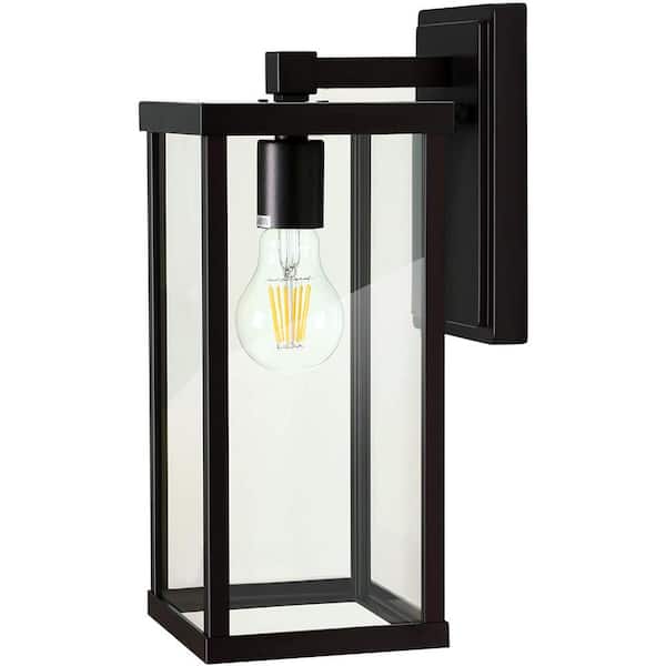 Square 6 in. 1-Light Fixture Brownish Red Sconce with Clear Glass Shade