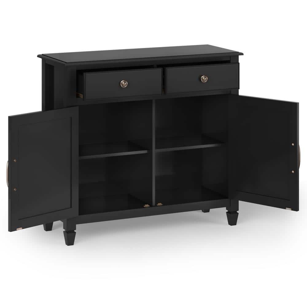 Connaught Black Solid Wood Office Storage Cabinet with Adjustable Shelving