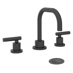 Dia Widespread Two-Handle Bathroom Faucet with Push Pop Drain Assembly in Matte Black (1.0 GPM)