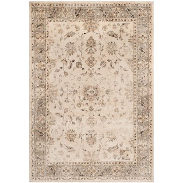 Vintage Stone/Mouse 7 ft. x 9 ft. Border Area Rug