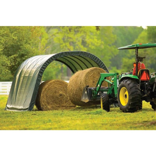 12 ft. W x 20 ft. D x 8 ft. H Equine High-Grade Steel Run-in Shed with Waterproof Cover and Easy-Slide Rail System