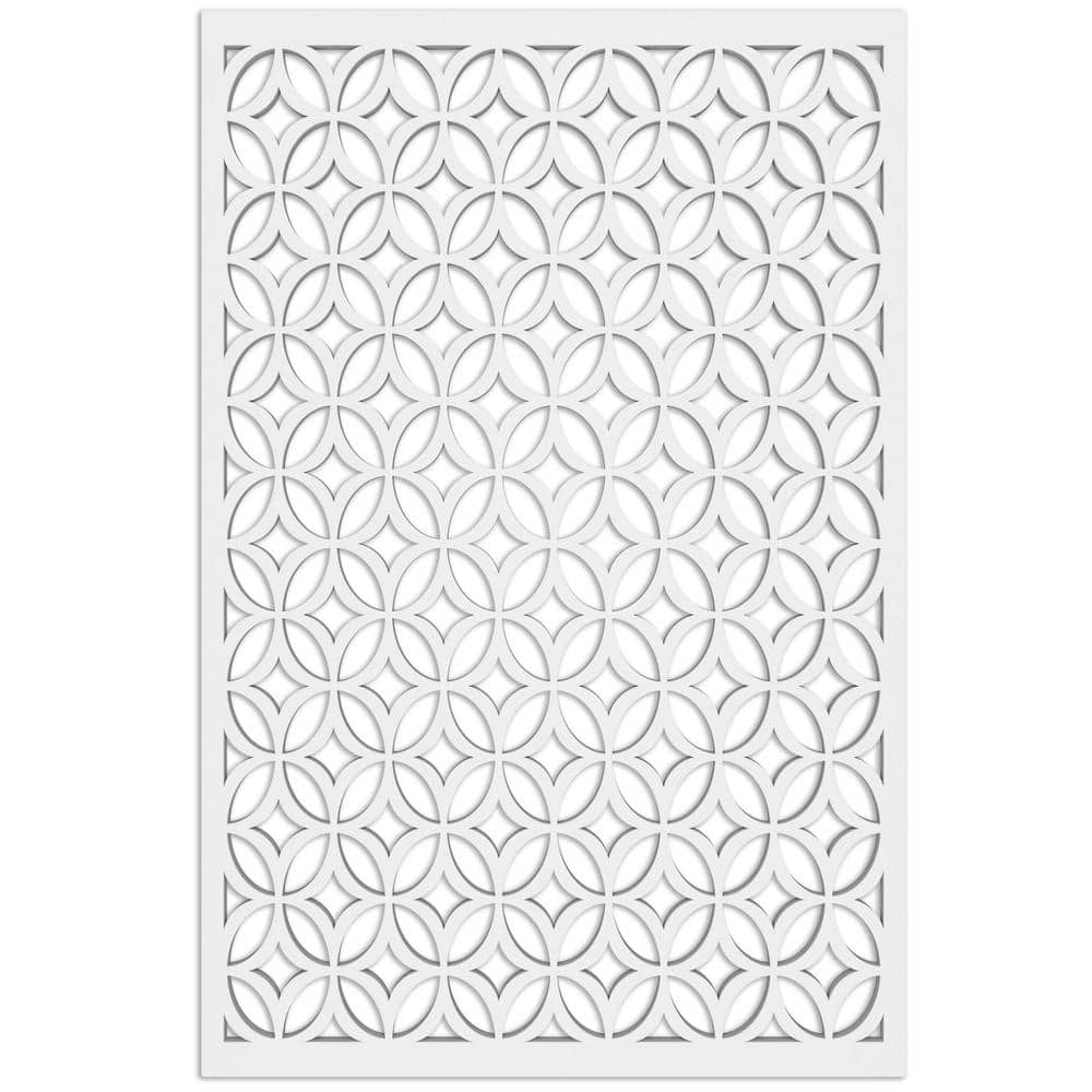 Moors Ellipses 4 ft. x 32 in. White Vinyl Decorative Screen Panel