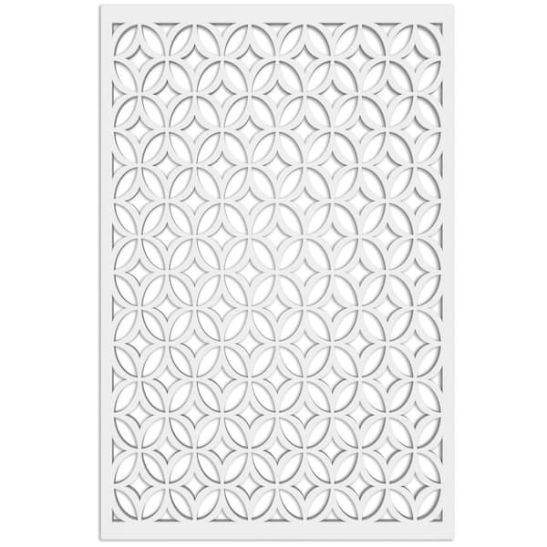Acurio Latticeworks Moors Ellipses 4 ft. x 32 in. White Vinyl Decorative Screen Panel
