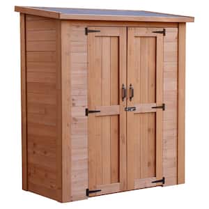 5 ft. x 2.5 ft. Cedar Wooden Heavy Duty Lean-To Storage Shed With Double Doors And Modern Pent Roof (12.5 sq. ft.)