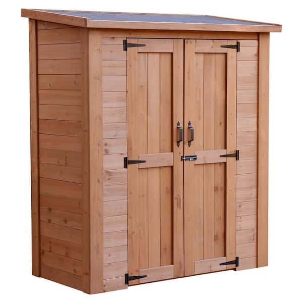 Leisure Season 5 ft. x 2.5 ft. Cedar Wooden Heavy-Duty Lean-To Storage Shed with Double Doors and Modern Pent Roof (12.5 sq. ft.)