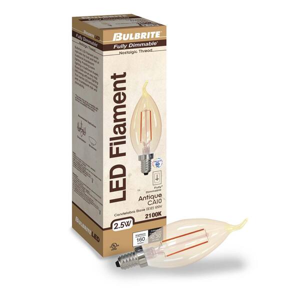 Bulbrite 25W Equivalent Amber Light CA10 Dimmable LED Filament Light Bulb (4-Pack)
