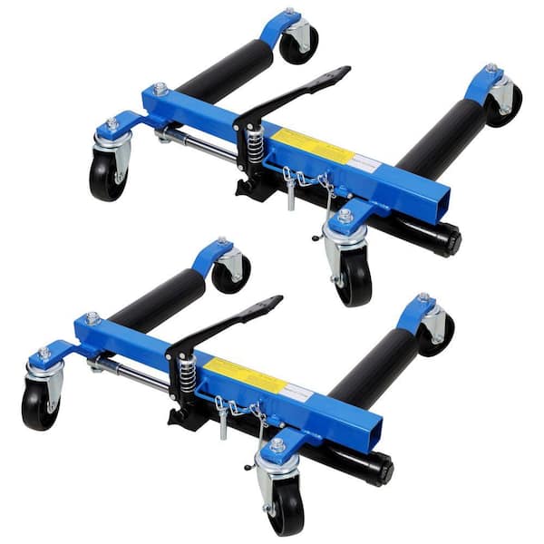 Blue 2-Pack 1500 lb. Capacity Heavy Duty Steel Hand Truck Wheel Dolly with Foot Positioning Hydraulic Lift