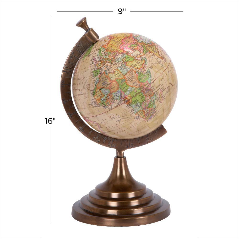 Vintage Explorer 15" Aluminum Globe with Colorful Map