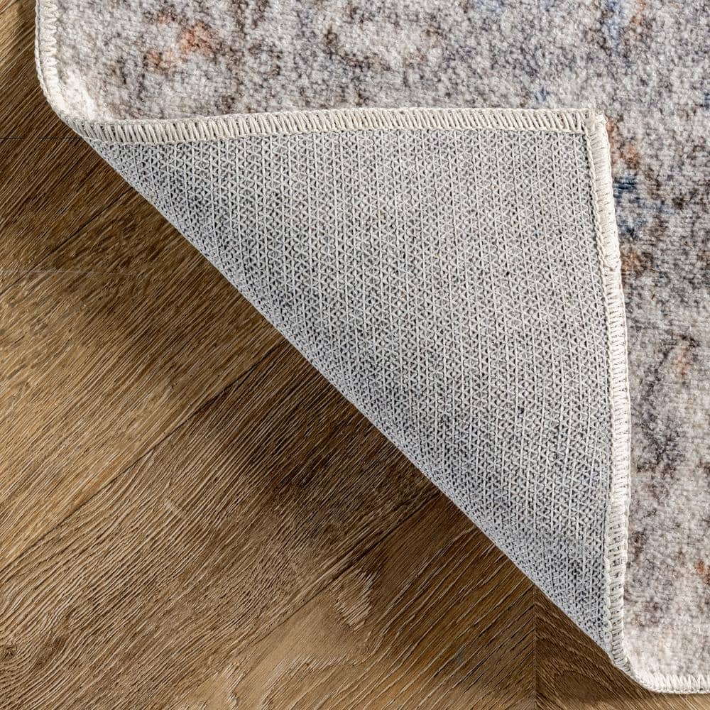 Eco-Friendly Vintage Floral Gray Synthetic 8' x 10' Area Rug