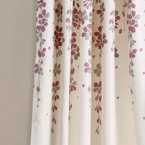 Set of 2 (84x52) Floral Watercolor Light Filtering Window Curtain Panels  Navy - Lush Décor