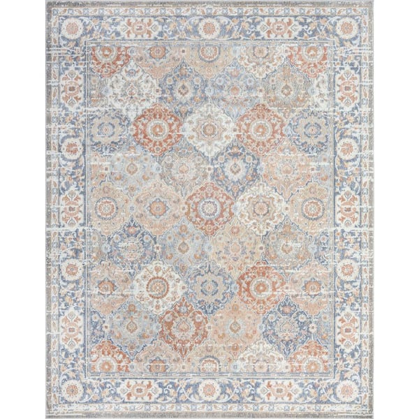 GlowSol Multi Color 7 ft. 10 in. x 10 ft. 2 in. Wilton Collection Floral Pattern Persian Area Rug