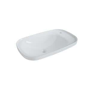 26 in. Ceramic Rectangular Vessel Bathroom Sink in White
