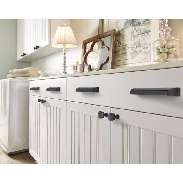 Traditional Oil Rubbed Bronze Brushed Nickel Cup Bin Cabinet Pull Kitchen Pantry 