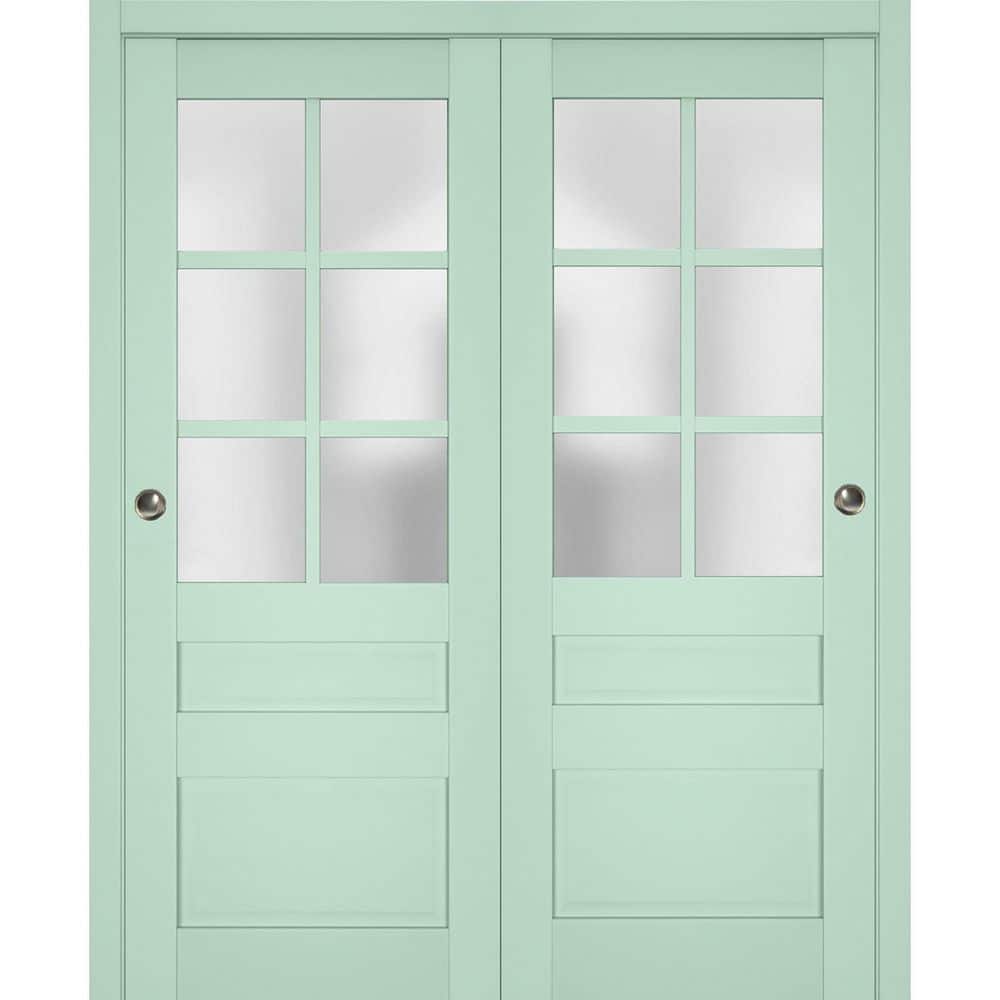 Assembly Required 72 in. x 80 in. 2 Panel Oliva Finished Solid Wood Sliding Door with Hardware price history on PriceWatchPro