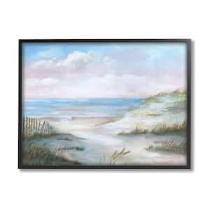Rolling Beach Sand Dunes Soft Pink Beach Sky By Nan Framed Print Nature Texturized Art 24 in. x 30 in.