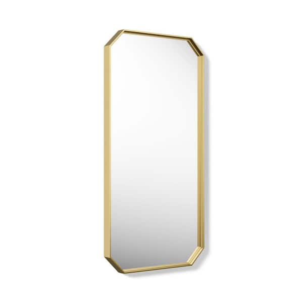 Claude by Studio McGee 18 in. Rectangular Framed Surface-Mount Bathroom Vanity Mirror In Vibrant Brushed Moderne Brass