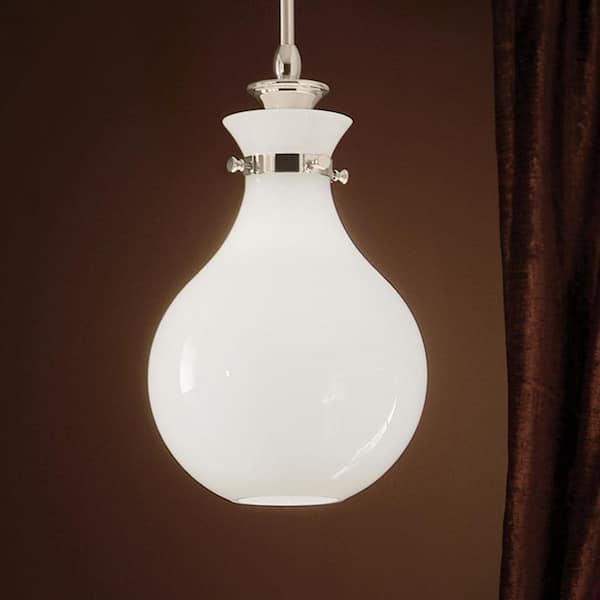 Laria 9.75 in. 1 Light Pendant with Opal Glass in Polished Nickel
