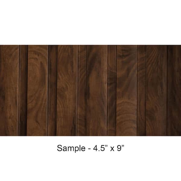 FROM PLAIN TO BEAUTIFUL IN HOURS Take Home Sample - Large Slats 1/2 in. x 0.375 ft. x 0.75 ft. Brown Glue-Up Foam Wood Wall Panel(1-Piece/Pack)