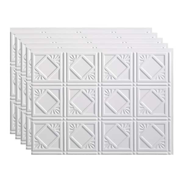 Fasade 18 in. x 24 in. Traditional # 4 Vinyl Backsplash Panel in Matte White (Pack of 5)