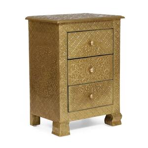 Noble House Georgia 3-Drawer Silver Nightstand 94264 - The Home Depot