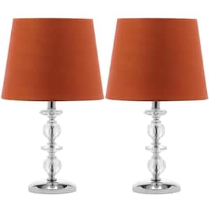 Derry 15 in. Clear Stacked Crystal Orb Table Lamp with Oragne Shade (Set of 2)