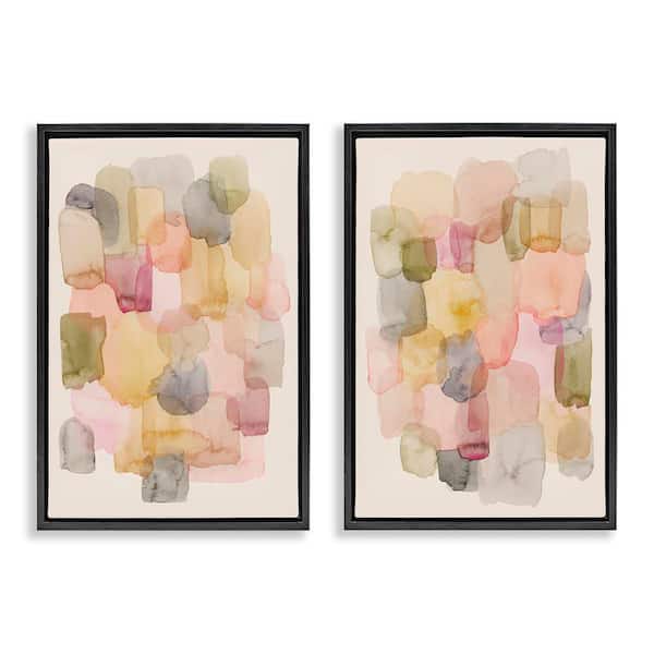 Muted Layered Neutrals by Grace Popp 2 Pieces Black Floater Frame Abstract Graphic Art Print 31 in. x 21 in.