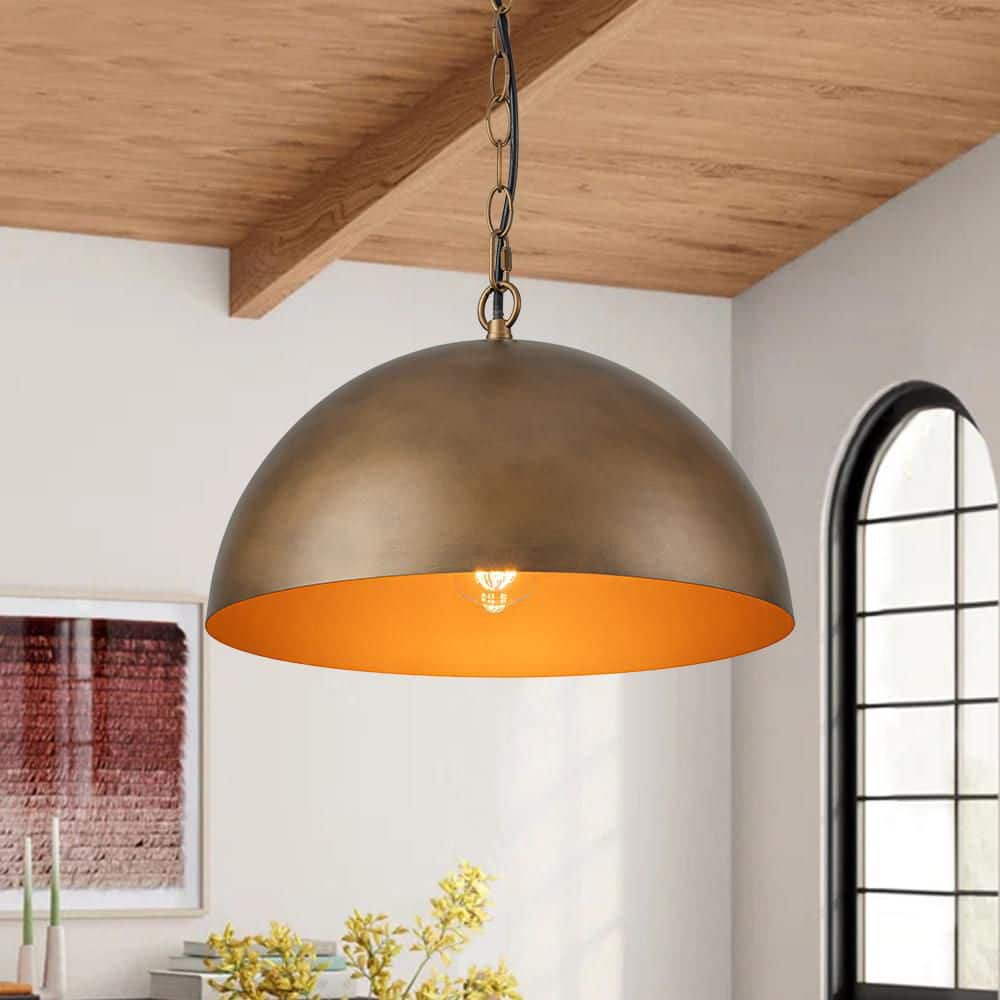 Y'INSP 60-Watt 1-Light Copper Farmhouse Vintage Dome Pendant Light