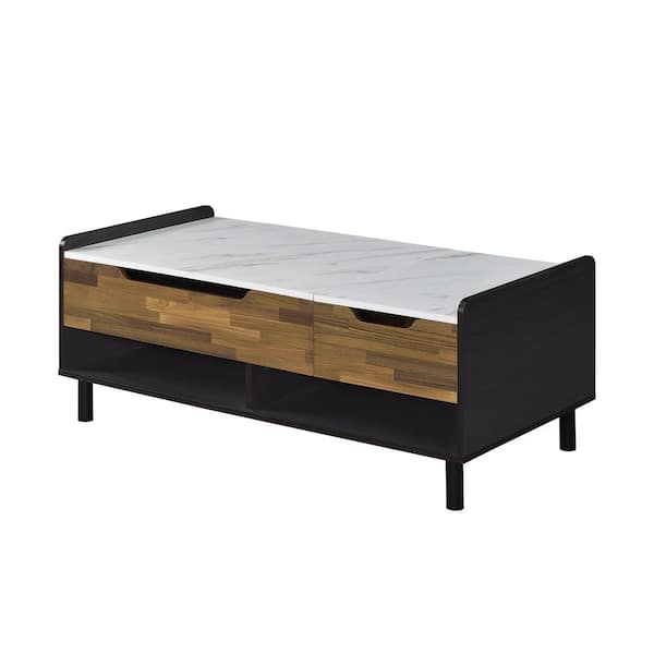 Acme Furniture Axel 47 in. White Printed Faux Marble, Walnut