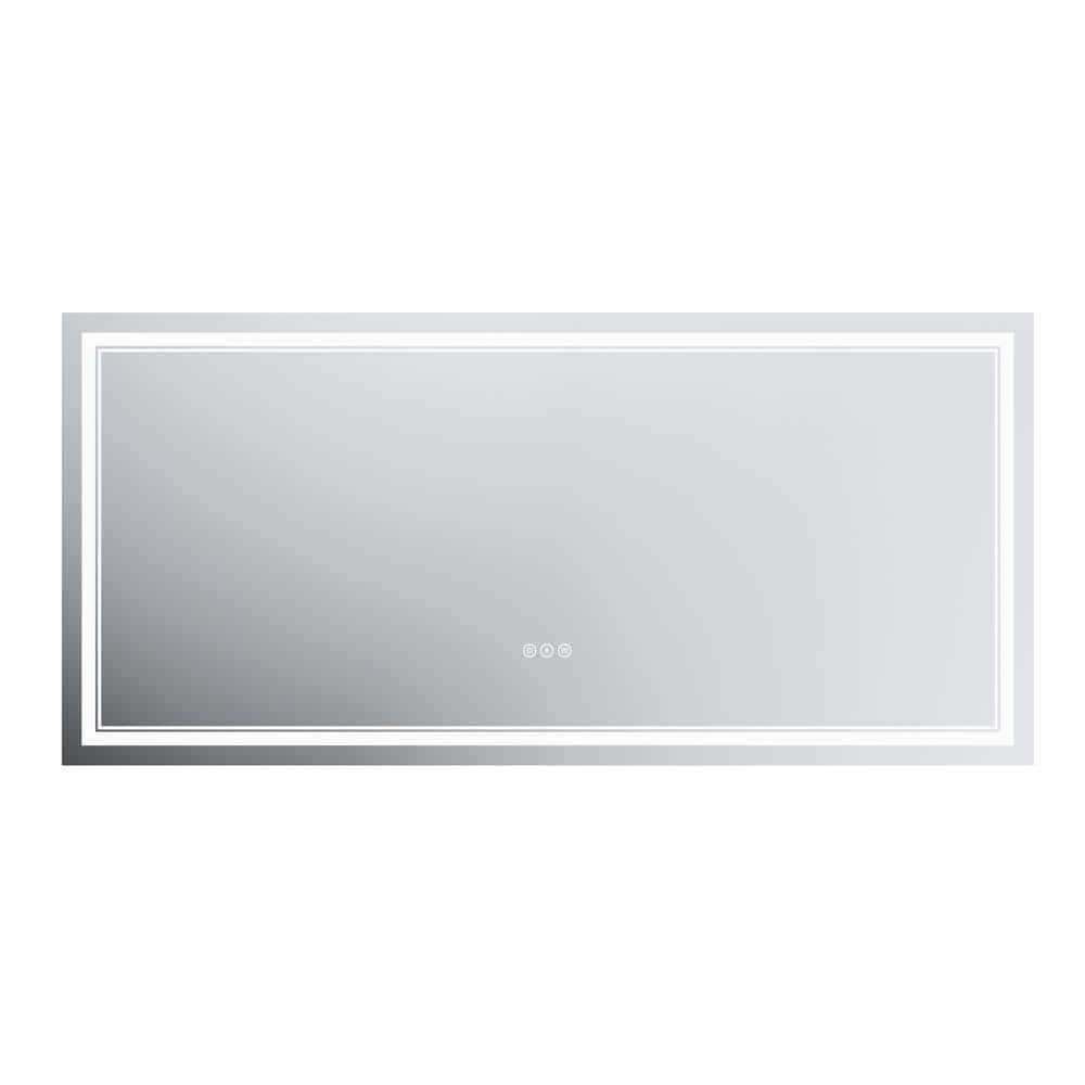 60 in. W x 28 in. H Frameless LED Wall Mounted Bathroom Vanity Mirror ...