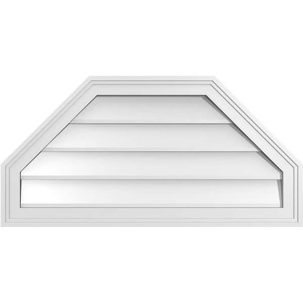 Ekena Millwork 32 in. x 16 in. Octagonal Top Surface Mount PVC Gable Vent: Decorative with Brickmould Frame