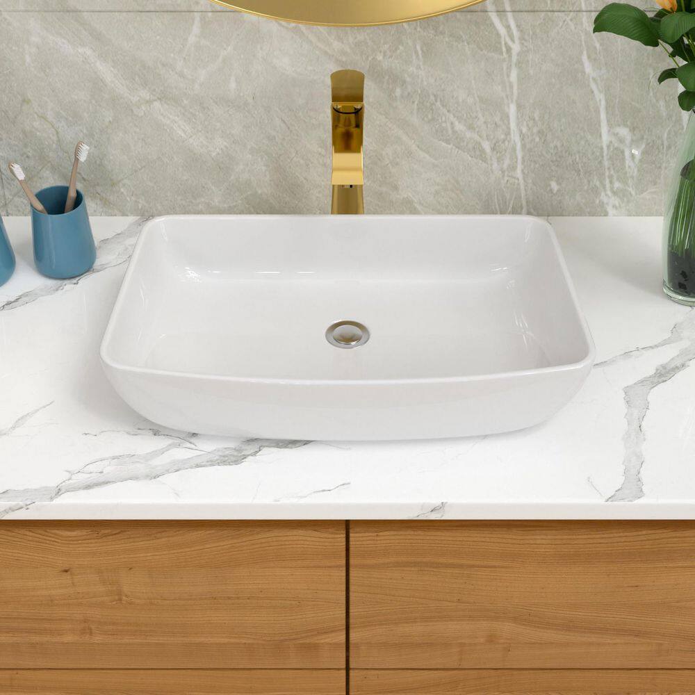 24 in. Rectangular Bathroom Ceramic Single Bowl Vessel Sink in White price history on PriceWatchPro