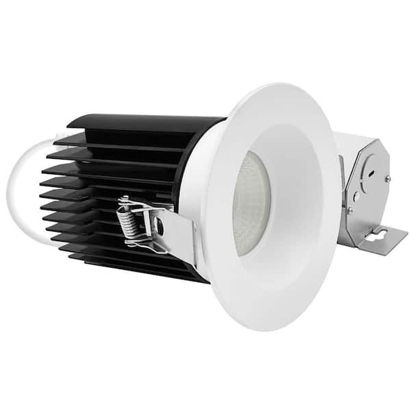 4 In. Integrated LED Trimless Regressed Spotlight with Round White Trim, 5CCT, 60º, 22W, 1700LM, Dimmable, IC Rated