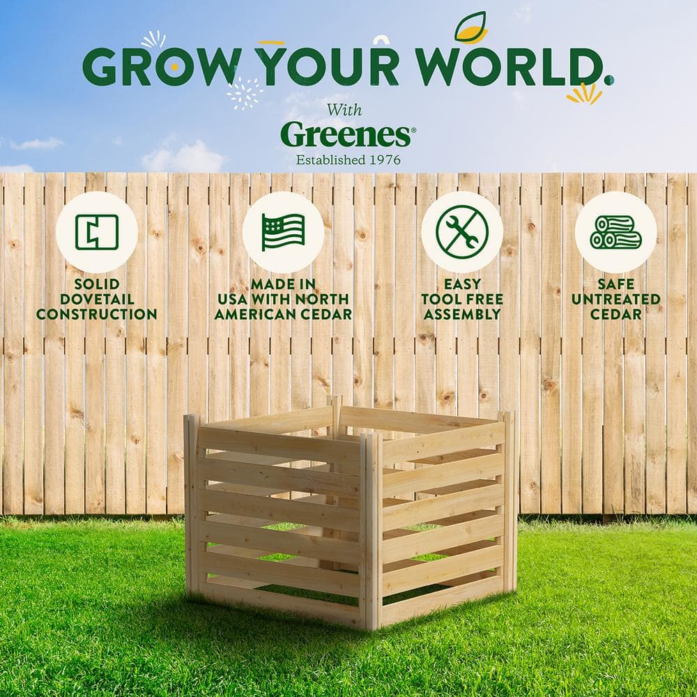 Natural Cedar Wood 36'' Outdoor Stationary Composter