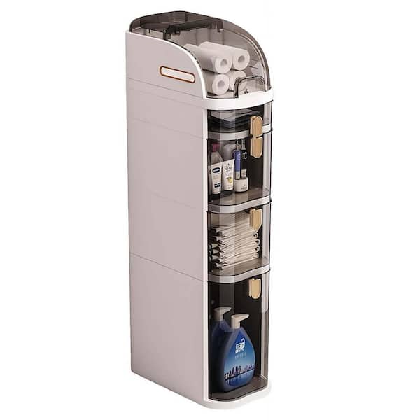 16 in. W x 7 in. D x 38.5 in.H 5-Tier Pull Out Pantry Bathroom Storage Cabinet Mobile and No Installation Required,White