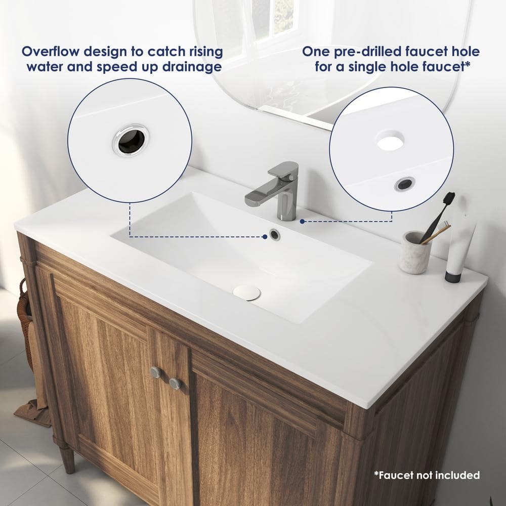 Tucson 36" W x 18.25" D Vitreous China Rectangular Single Vanity Top Sink in White (Sink Only)