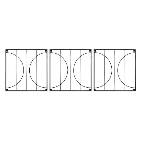 ACHLA DESIGNS 24 in.x 24 in. Modular Wall-Mounted Trellis Set of 3, Plant Support, Wrought Iron, Black