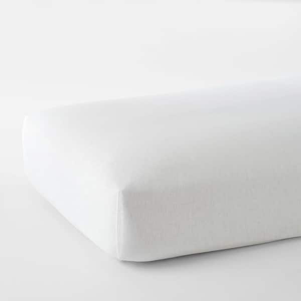 The Company Store Solid Washed White Linen Twin Fitted Sheet