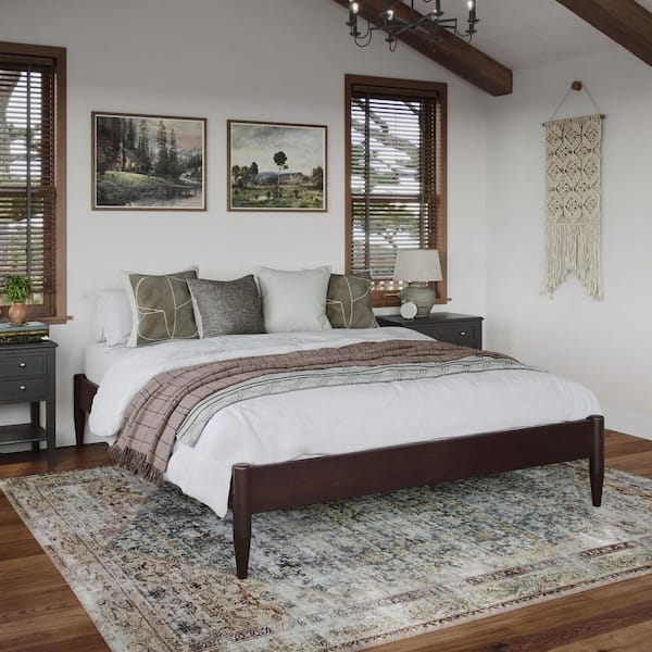 AFI Key West Basic Espresso Black Solid Wood Frame Queen Platform Bed