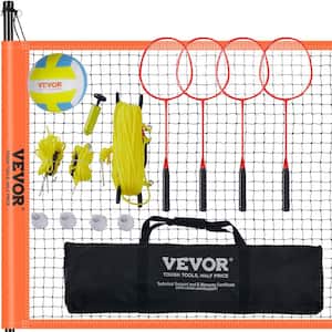 Volleyball and Badminton Set with Volleyball Portable Badminton Net with Adjustable Height Poles Professional Combo Set