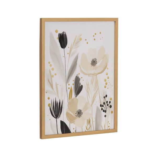 Kate and Laurel Gallery Modern Muted Cottage Floral Abstract by the Creative Bunch Studio Gold Framed Art Print 12 in. x 16 in.