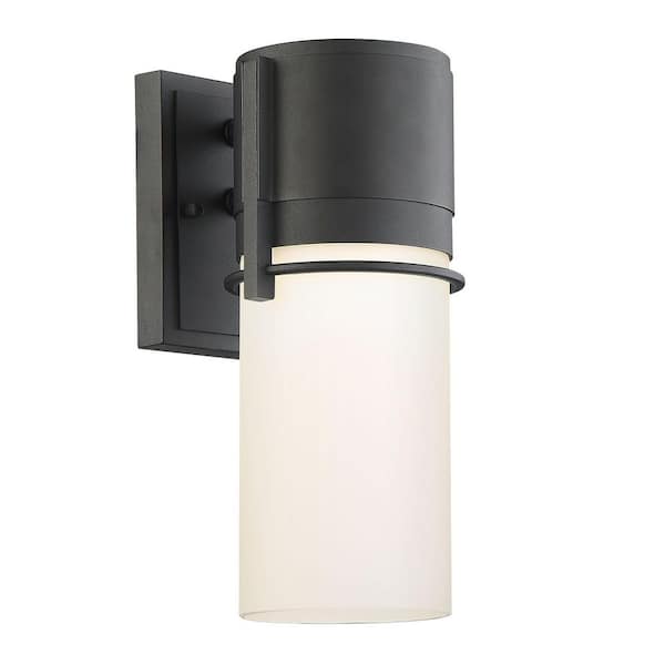 11.75 in. Black Smart Integrated LED Outdoor Line Voltage Wall Sconce
