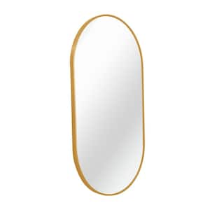 20 in. W x 28 in. H Oval Shaped Framed Wall Bathroom Vanity Mirror in Gold