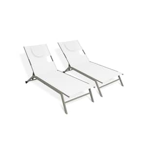Chatham 2-Piece Metal Outdoor Chaise Lounge in White