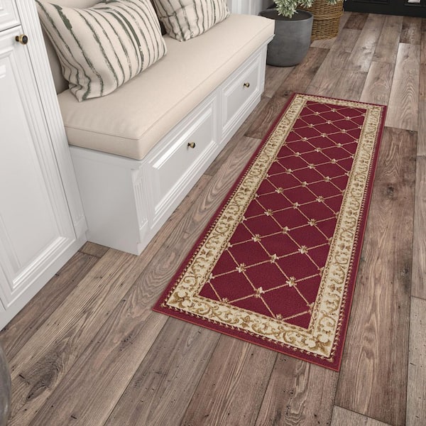 Sensation Border Red 2 ft. x 8 ft. Indoor Runner Rug