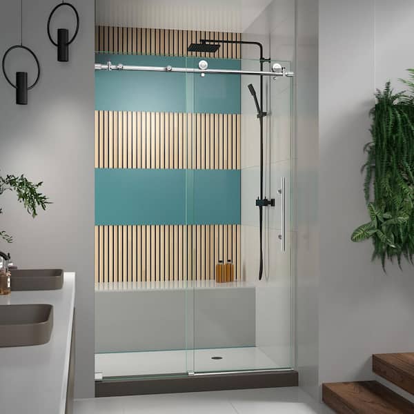 DreamLine Enigma-X 44 in. to 48 in. x 76 in. Frameless Sliding Shower Door in Polished Stainless Steel