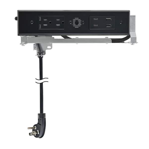 Black 15 Amp Blade Duo In-Drawer Outlet with (2) 65W USB-C, (2) 30W USB-C, (2) USB-A and (2) AC Ports